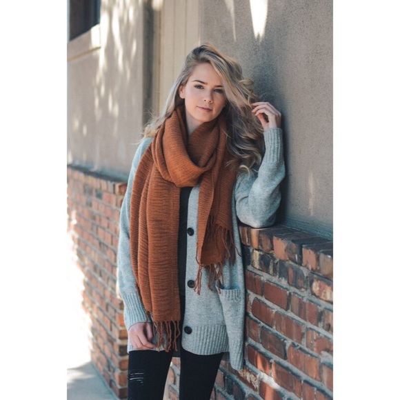 Colby Tassel Scarf - Rust - Picture 2 of 4